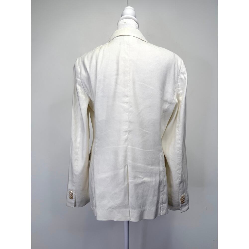 Brooks Brothers White Linen Blazer Womens 6 Office Career Mother Pearl Buttons - Picture 10 of 14